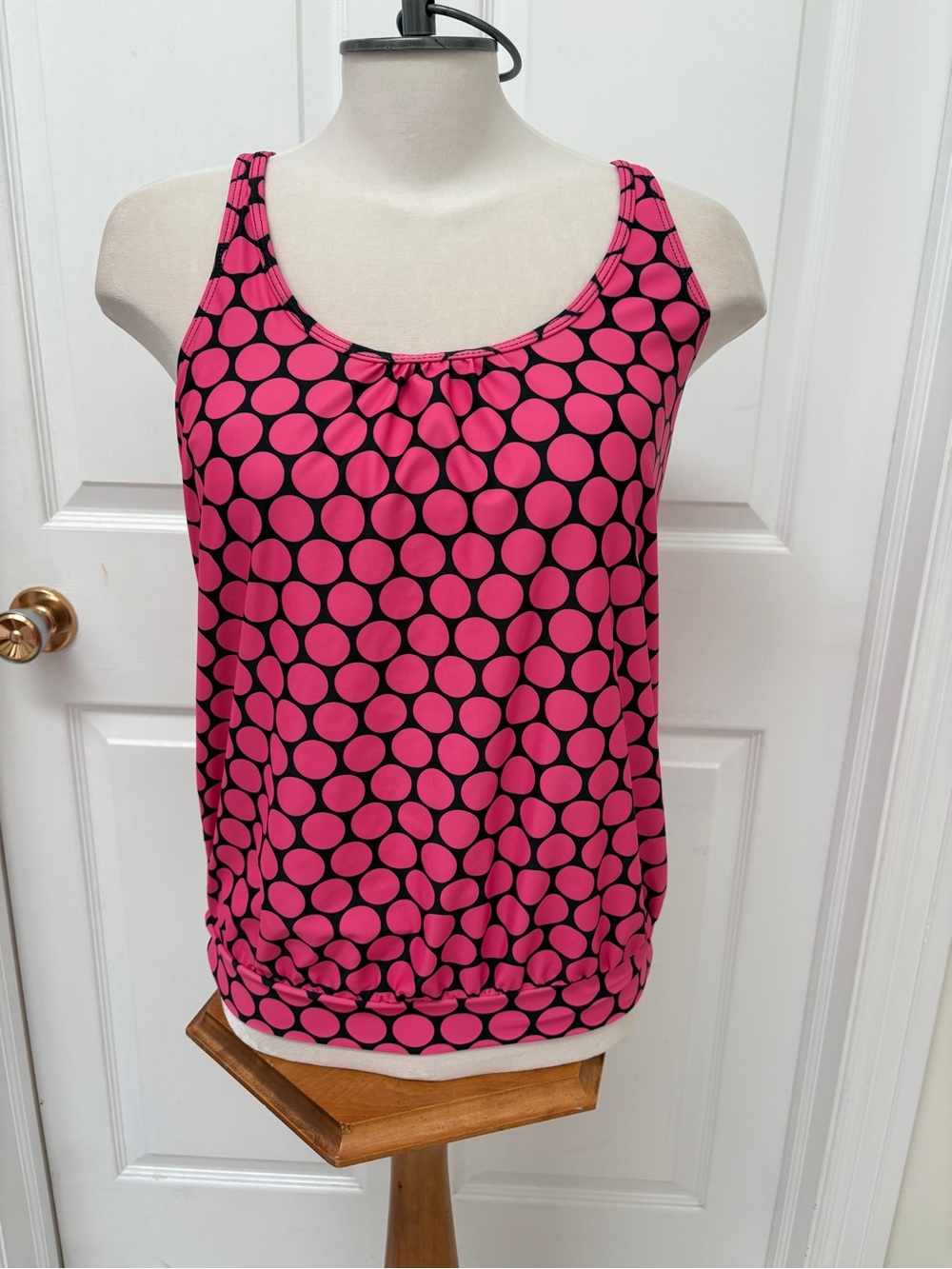 Pink Polka Dot Tank Top - Sleeveless Women's Tankini Top